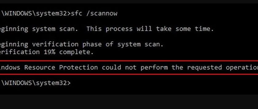 Windows Resource Protection Could Not Perform the Requested Operation