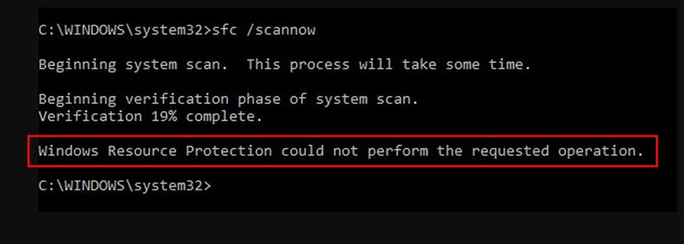 Windows Resource Protection Could Not Perform the Requested Operation